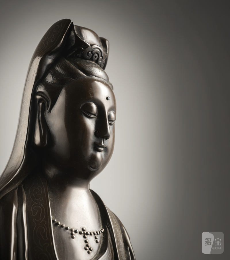 A fine silver-inlaid bronze figure of standing Guanyin - 图5